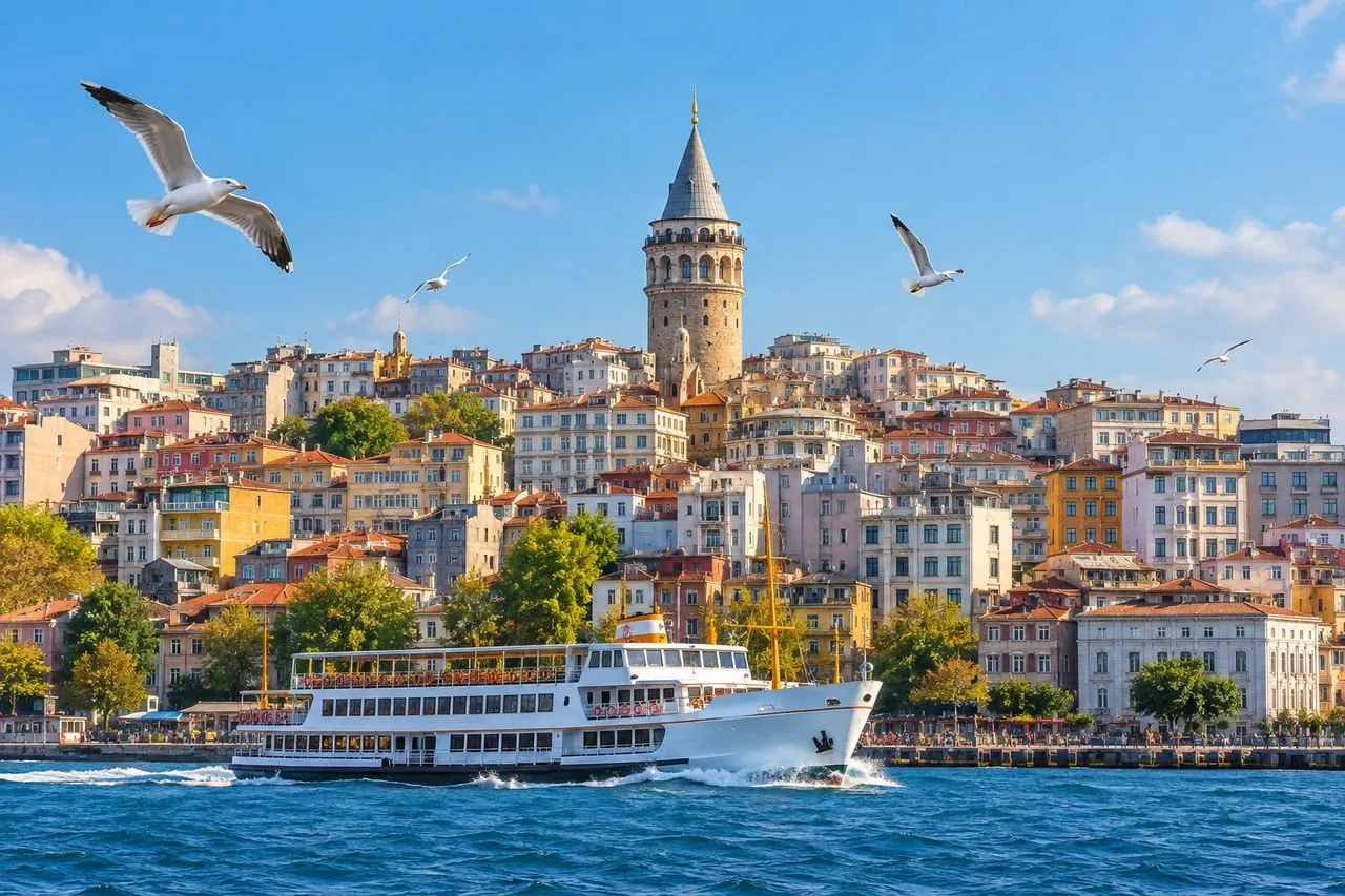 Skyline de Istambul vista sobre o Bósforo